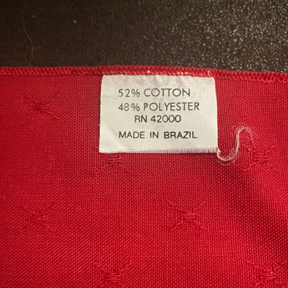 Red Cloth Napkin,‎ Square Table Linen, Cotton Blend, Brazil Made